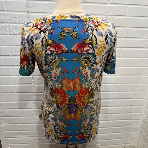 Johnny Was Janie Favorite Short Sleeve Crew Neck Swing Tee Bamboo Floral Sz Med - Picture 5 of 13